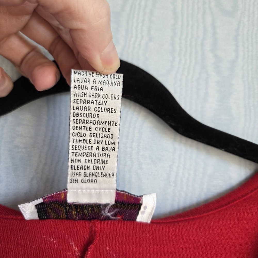 Vtg 90s Diana Marco Dress 18 Jersey Pintuck Tie Back Maxi Red Cottage Holiday - Picture 8 of 10